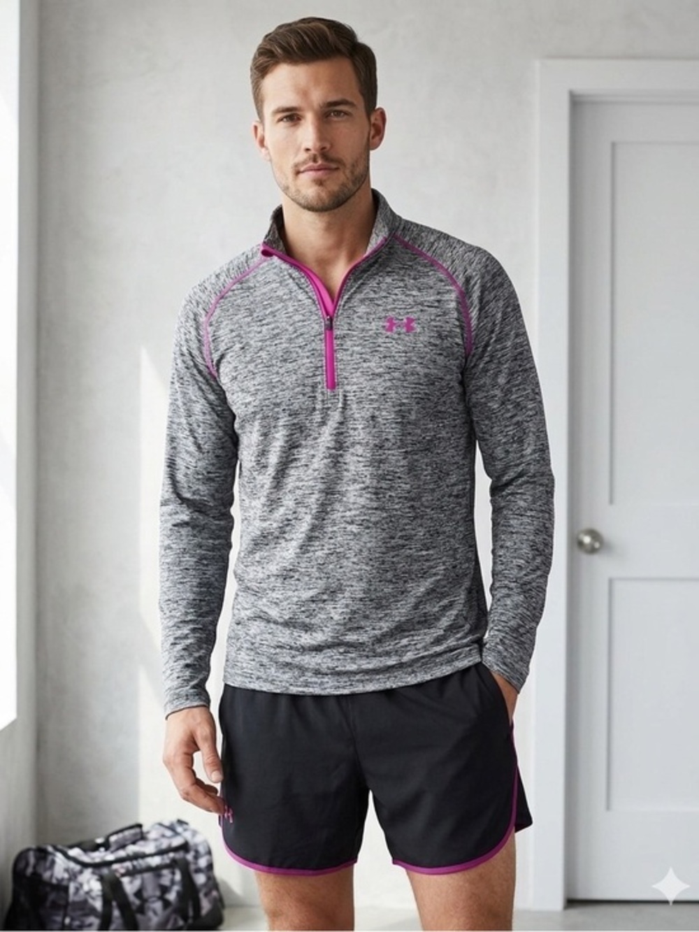 Under Armour Men’s Medium Heat Gear Loose Fit 1/4 Zip Long Sleeve Gray Top M